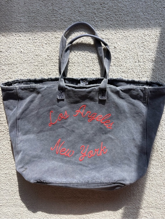 Sunday Handbags - Sunday Gray Canvas Tote with Embroidery